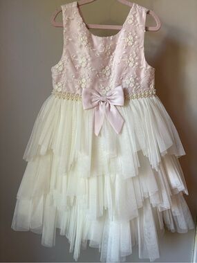 American Princess Pink & Cream Floral Embellished Tulle Dress